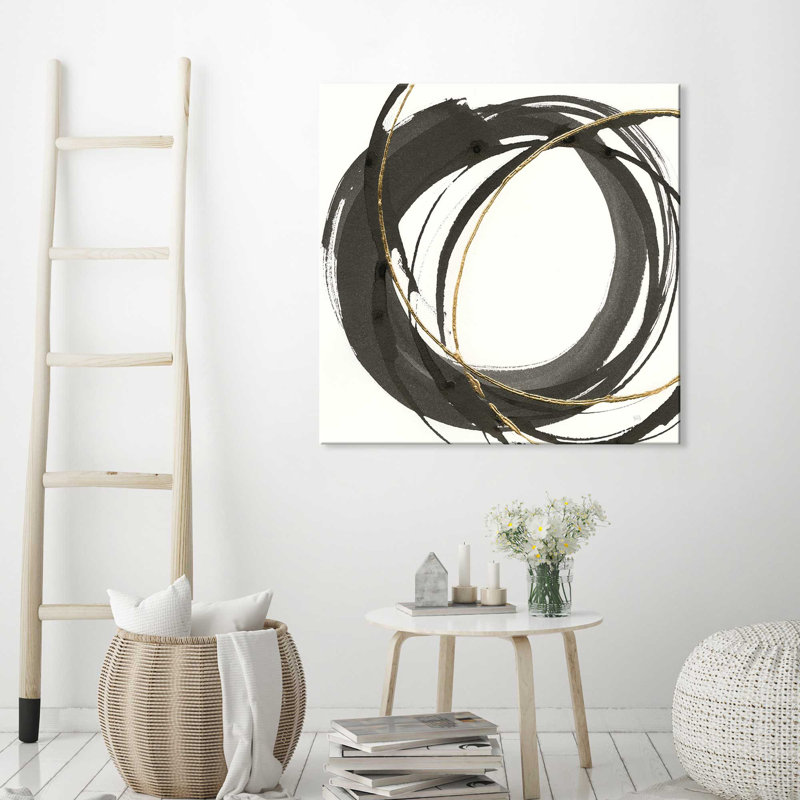 «Gilded Enso I», reproduction de peinture acrylique, H 18 po x l 18 po x P 1 po, Toile tendue
