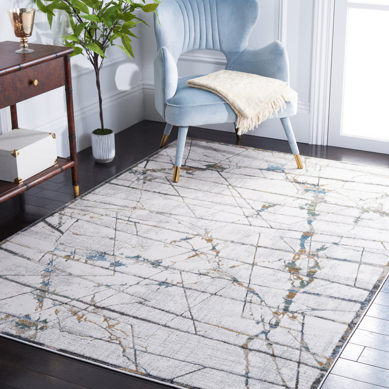 Tapis beige / gris Wayde, Rectangle 5 pi 5 po x 7 pi 7 po