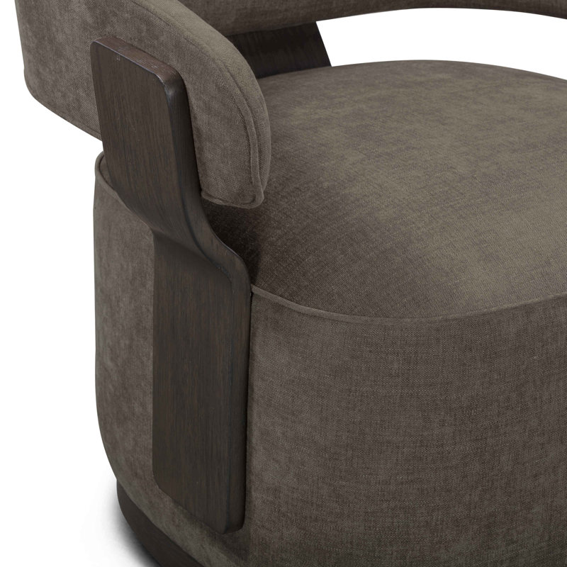 Fauteuil d'appoint pivotant en chenille et lin Madison, Gris