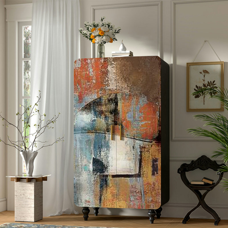 Armoire multifonctionnelle à portes doubles ouvertes