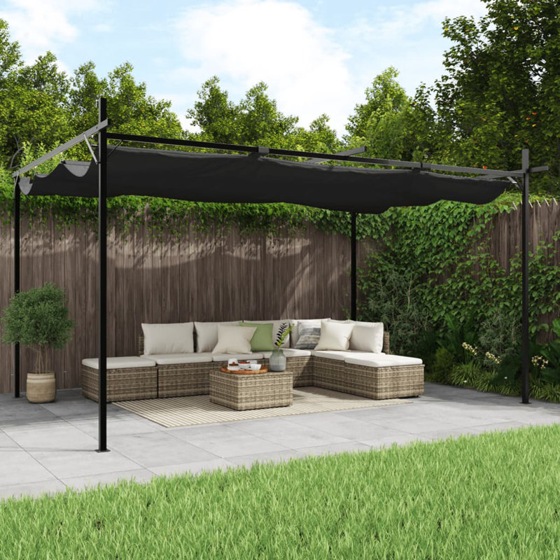 Audrius Metal BBQ Gazebo, 292cm H x 395cm W x 230cm D, Anthracite