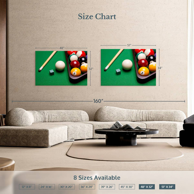 Équipement de billard Senne, H 34 po x l 51 po