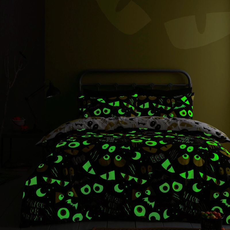 Halloween Trick Or Treat Cotton Blend No Pattern Duvet Cover Set with Pillowcases Included, Single
