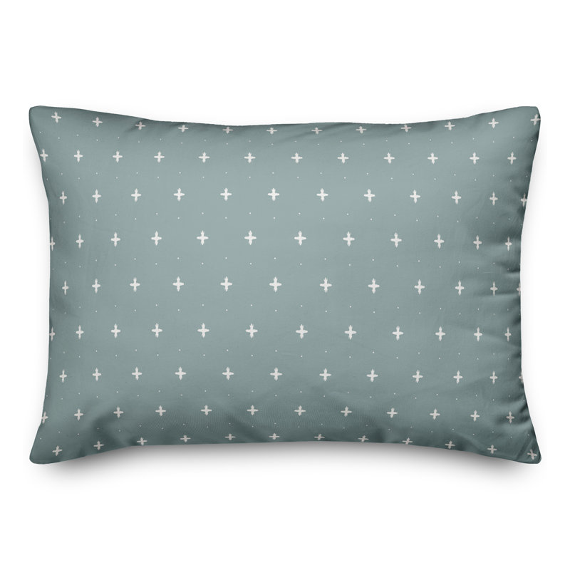 Geometric Reversible Throw Pillow, White/Blue