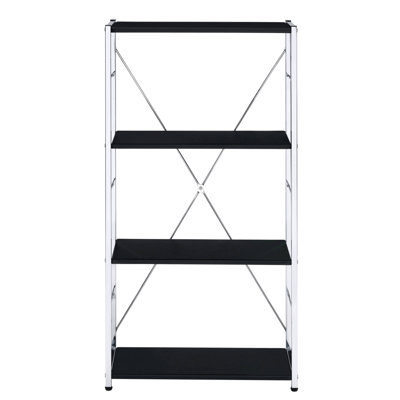 Bibliothèque rectangulaire noire et chrome 4Tier