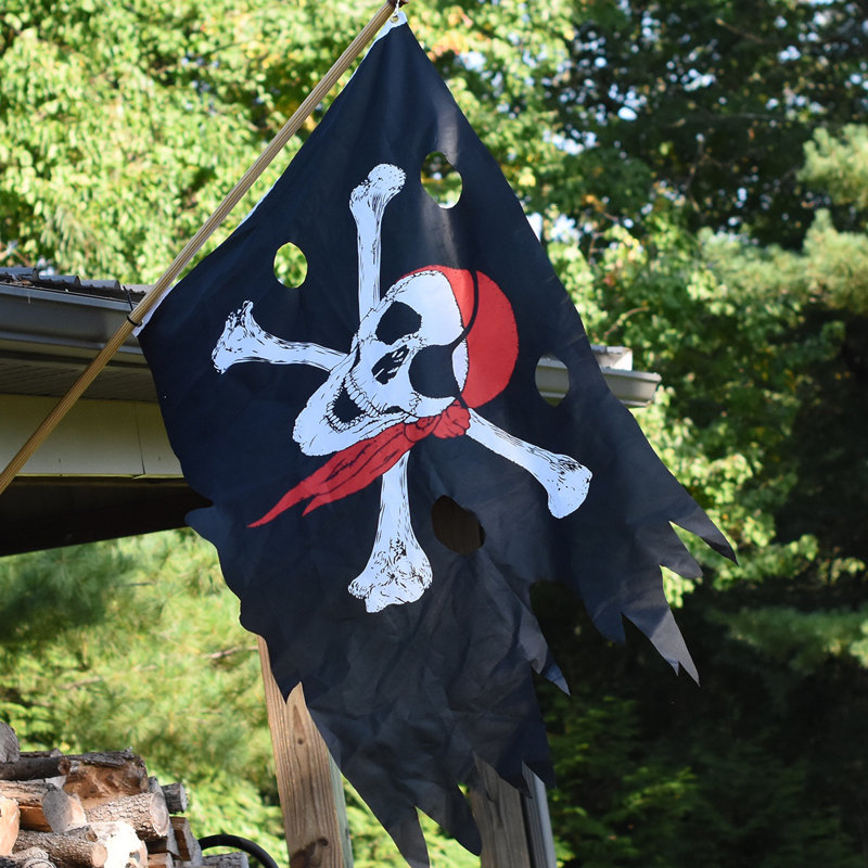 Skull and Crossbones Tattered Pirate Ship Battle Flag Skull and Crossbones Tattered Pirate Ship Battle Flag