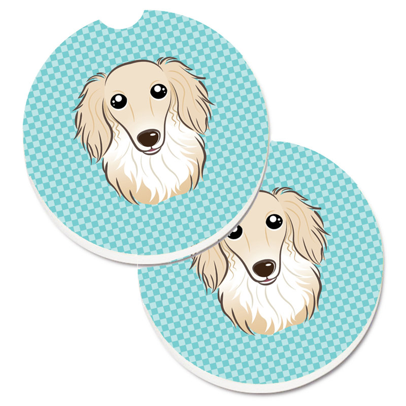 Sous-verre Retriever, Bleu, Teckel crème à poil long