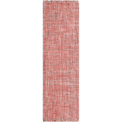 Morris Hand Woven Polyester Indoor/Outdoor Area Rug in Coral/Gray