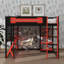 Lit mezzanine double en bois avec bureau, tablettes, prise de courant et ports USB / Type-C, plus éclairage DEL-178297265