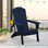 Chaise Adirondack pliante, texture bois, porte-gobelet, PEHD toutes saisons pour piscine / pelouse, bleu marine