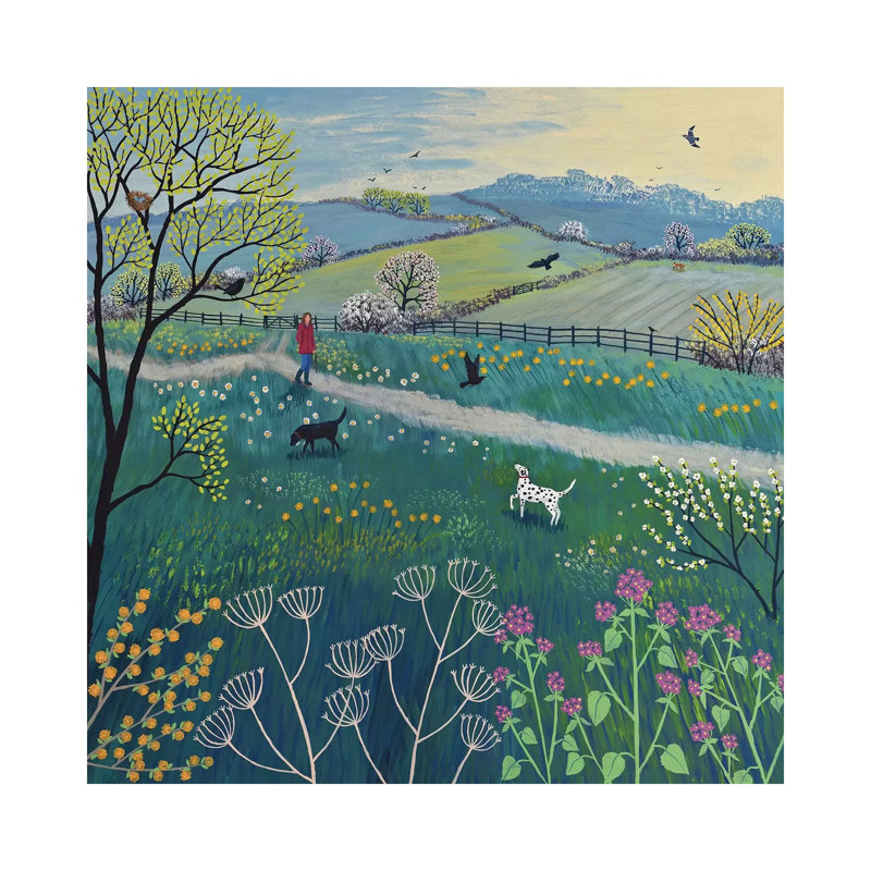 «Spring Walk» par Jo Grundy - impression d'art graphique, Toile tendue, H 26 po x l 26 po x P 1,5 po