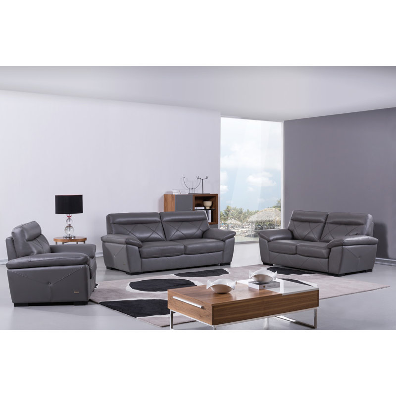 Otto 46.5" Wide Genuine Leather Armchair, Gray Genuine Leather