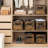 Cube Storage Bins, Cube Storage Organizer With Handles, Foldable Storage Cubes, Cubby Bins, Wood Print Storage Bins, Fit Cube Storage Unit, Rustic Brown, 13 Inch 6-Pack