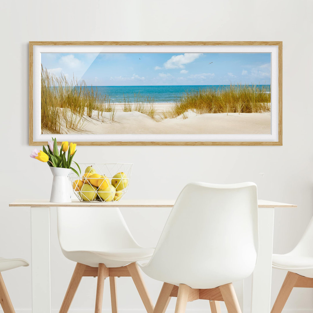 Bild mit Rahmen - Strand an der Nordsee - Panorama-Landschaft - B