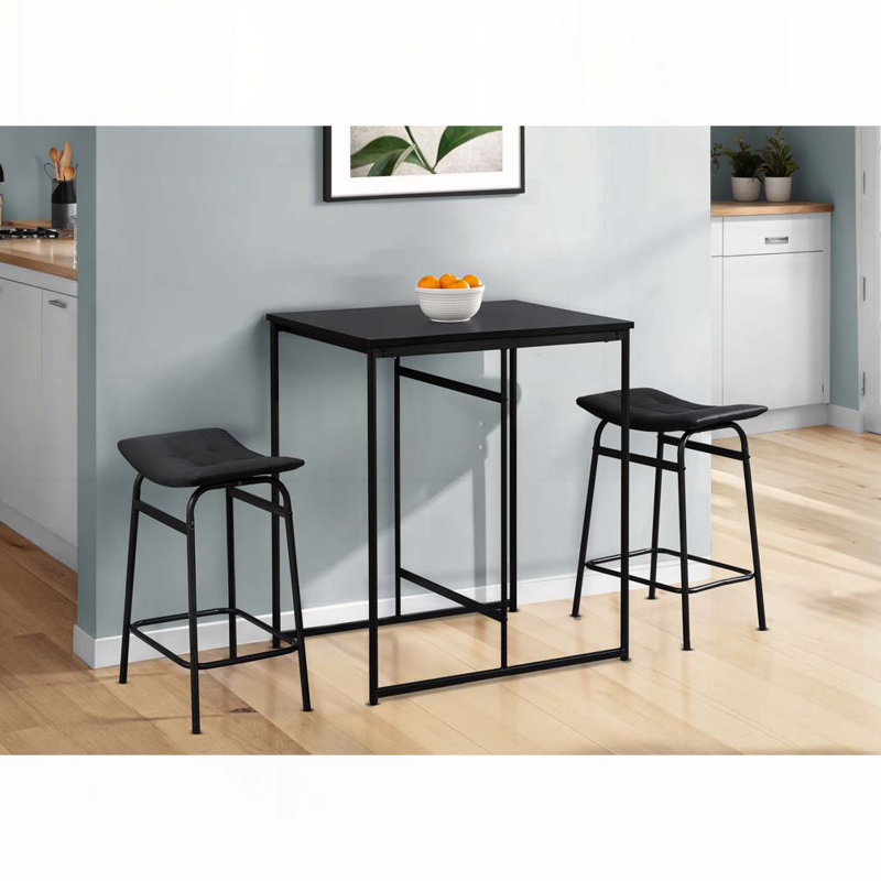 Barstool, Counter Height, Set Of 2,, Black, Black