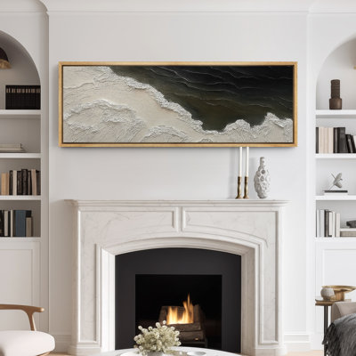 Large Framed Canvas Print Wall Art - Neutral Abstract Painting Print for Minimalist Modern Wall Decor