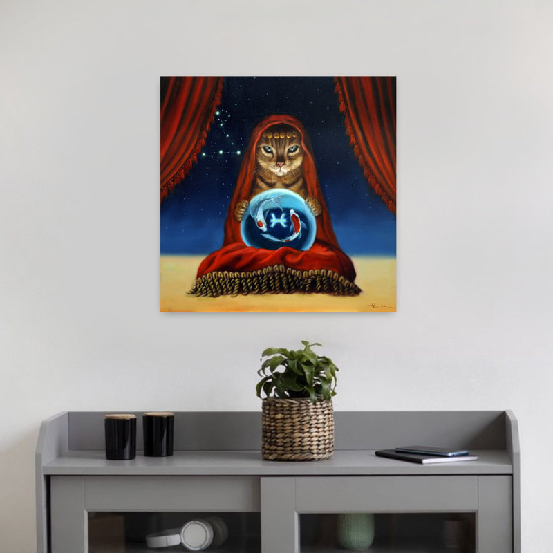 Poissons, chat, art urbain contemporain, H 18 po x l 18 po
