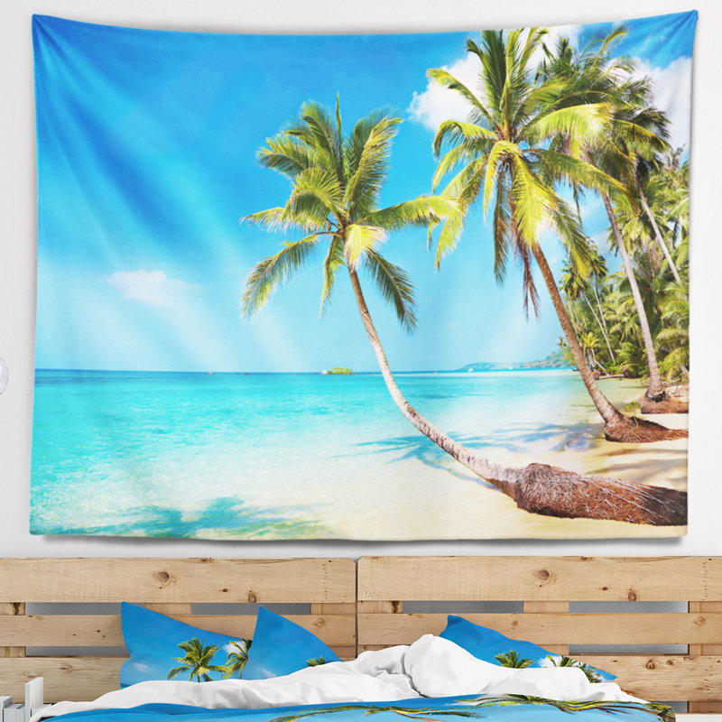 Photographie seascape tapisserie de plage tropicale, H 32 po x l 39 po