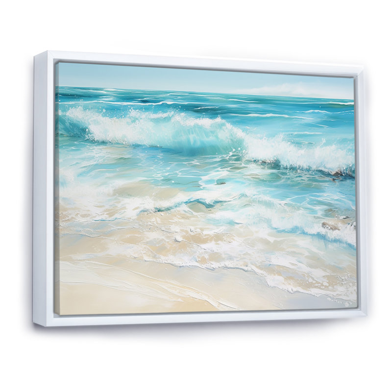 «Ocean Charm», art mural océanique, H 12 po x l 20 po x P 1 po, Cadre flottant blanc