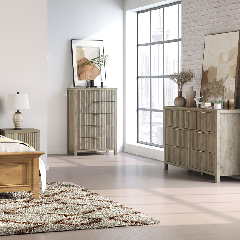 Arrilla 4 Piece Bedroom Set, Greige Oak