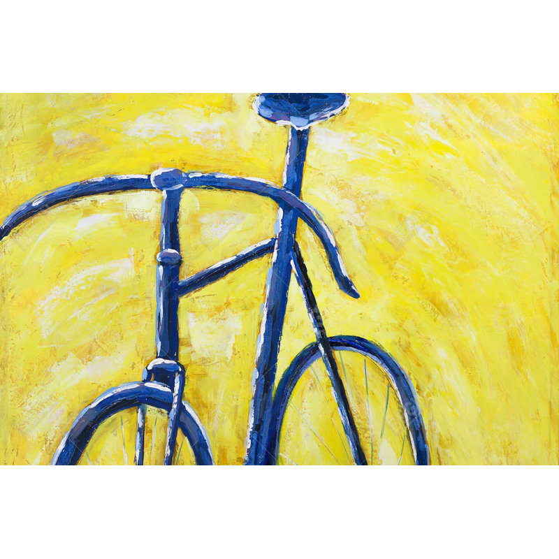 "Vélo bleu sur fond jaune" sur toile