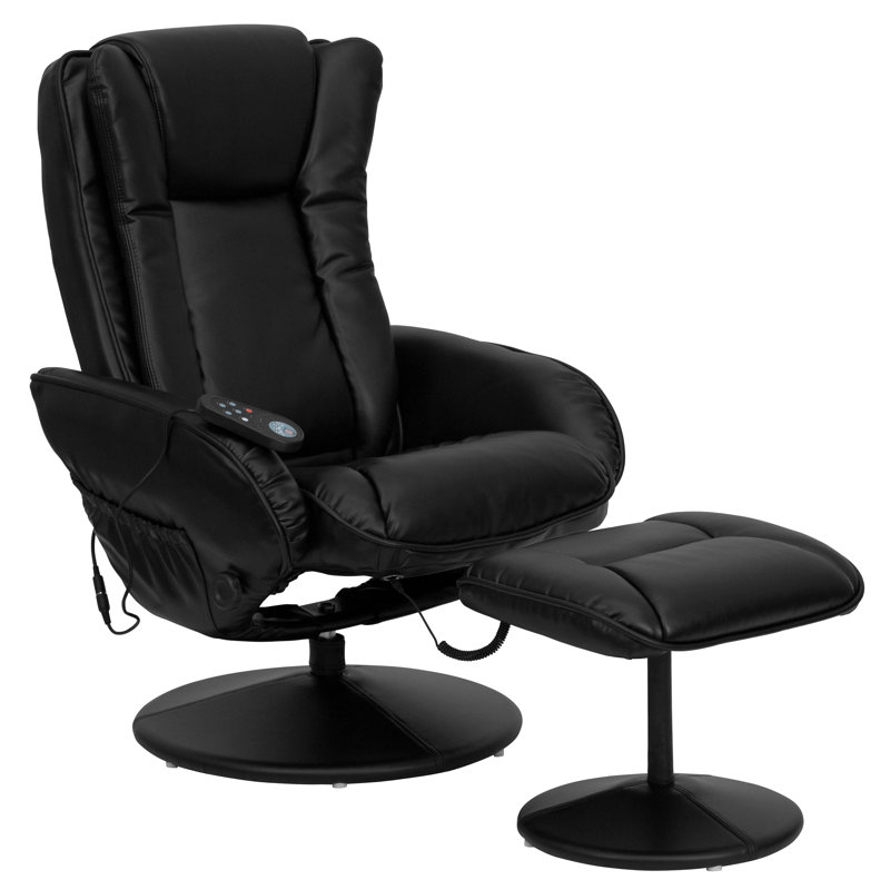 Fauteuil inclinable en cuir LeatherSoft à positions multiples avec fonction de massage, pochette latérale et repose-pieds Casey-Jane