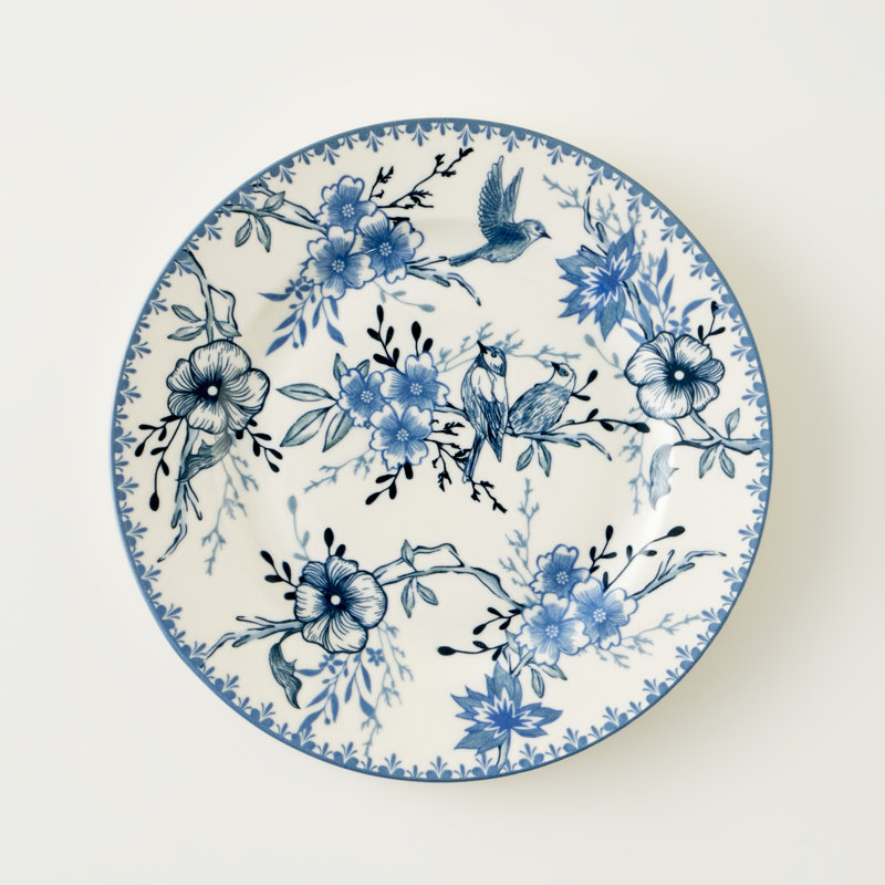 Assiette plate en porcelaine Bleu Blanc
