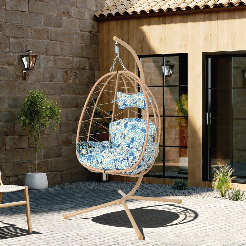 Fauteuil à œufs suspendu avec support, Yellow, Blue Floral