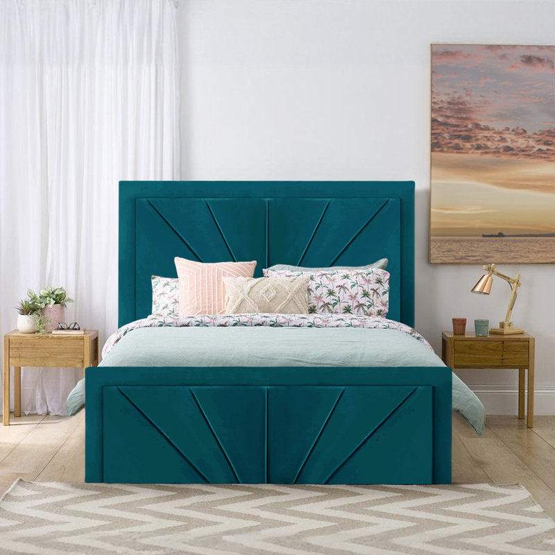 Upholstered Ottoman Storage Bed, Double (4'6), Mallard