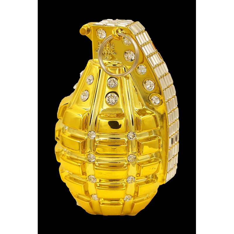 Grenade Of Bling, Gold, 6'' H x 6'' W x 3'' D