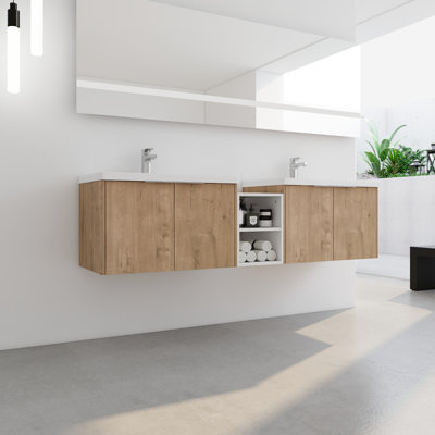Meuble-lavabo de salle de bain avec lavabo de 72 pouces, porte transparente, meuble-lavabo pratique de 72 po de rangement, portes, options polyvalentes