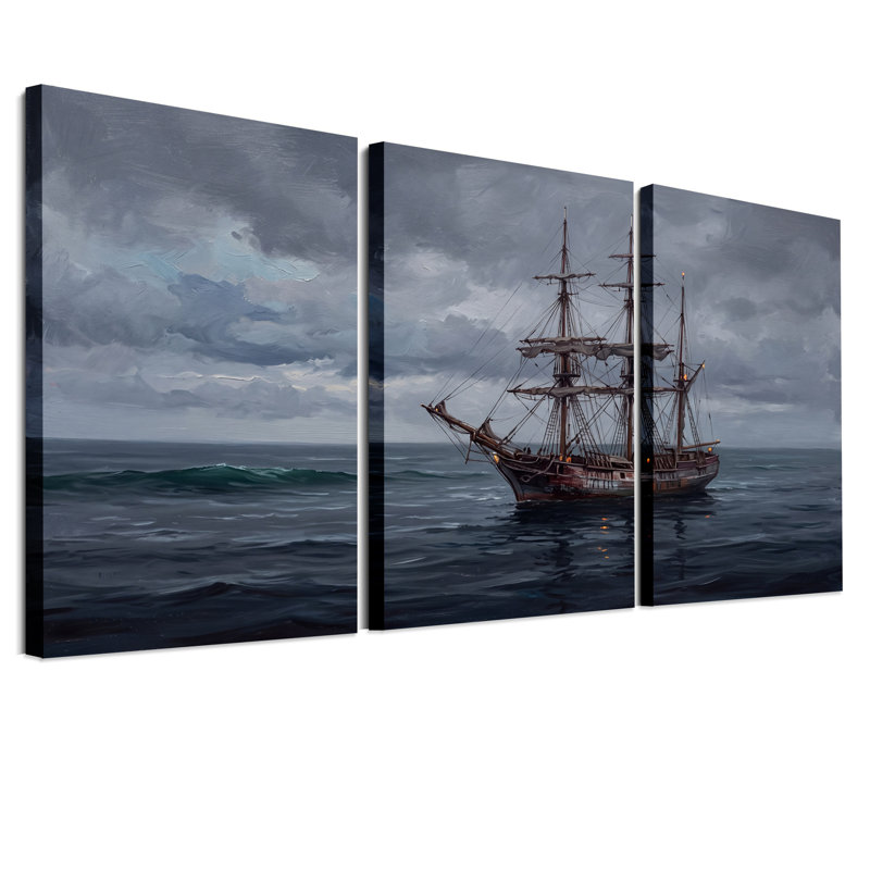 Ensemble de 3 toiles sur trois mâts, H 24 po x l 16 po x 3 pièces