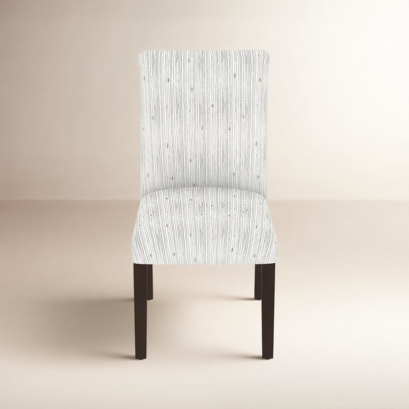 20'' H Upholstered Dining Chair, Espresso, Linen Black Linen