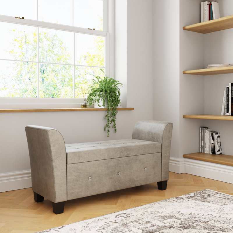 Armstrong Upholstered Storage Bench, Silver