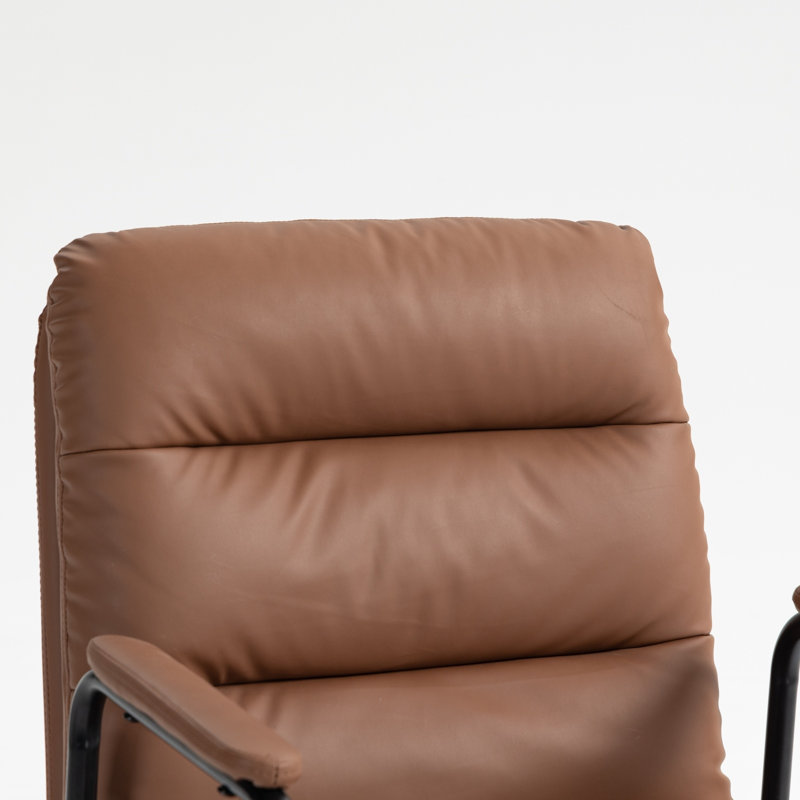 Chaise de bureau avec roulettes et accoudoirs, Brun