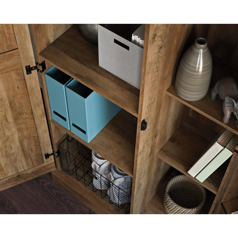Rural Pine Freestanding Storage Cabinet with Adjustable Shelving