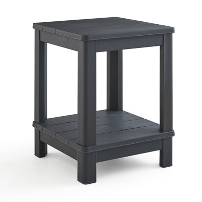 Keter Deluxe Adirondack Side Table Durable Resin Outdoor Double Tier Patio End Table
