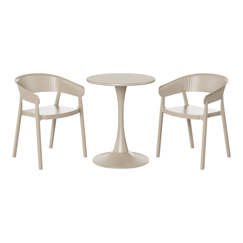 Ensemble repas extérieur 2 personnes, H 28,5 po x l 23,5 po x P 23,5 po, Beige, 2