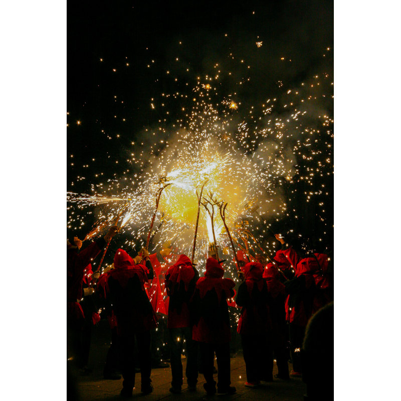Anastacia Street Festival Fireworks, Spain by Tenmay - Wrapped Canvas Print, 30cm H x 20cm W x 3.8cm D