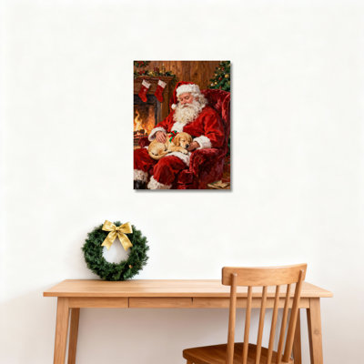 Santa Claus Fireplace Canvas Wall Art
