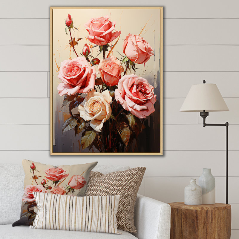 Bouquet de roses ravissantes Brantcairn, H 20 po x l 12 po x P 1 po, Cadre naturel flottant