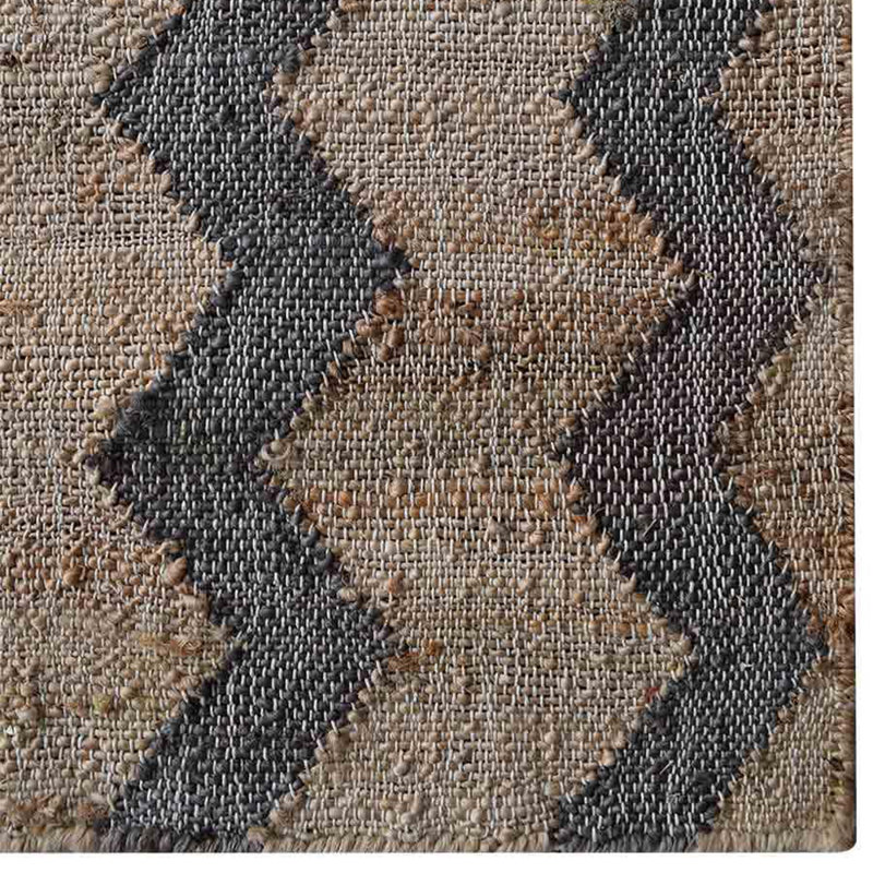 Manns Hand Woven Flat Weave Kilim Jute Eco-Friendly Solid Area Rugs - Rectangle, Beige Charcoal, Chevron, Contemporary Modern Design, Low Pile, Natural Fiber, Outdoor Indoor Handmade Area Rugs for Living Room, Bed Room