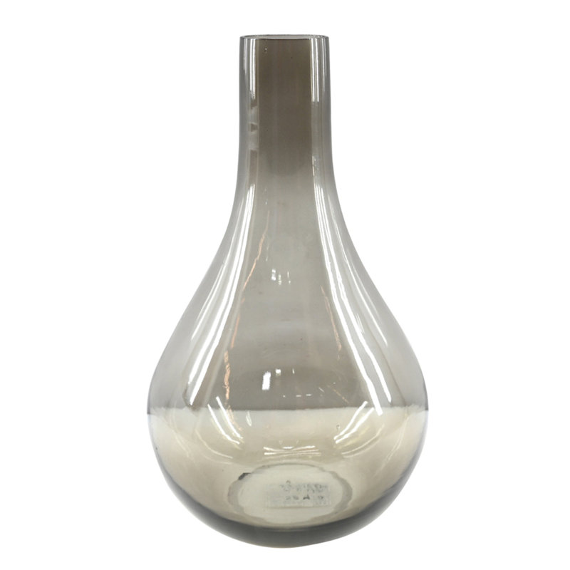 Tergel Long Neck 10" Handblown Glass Vase, Gray