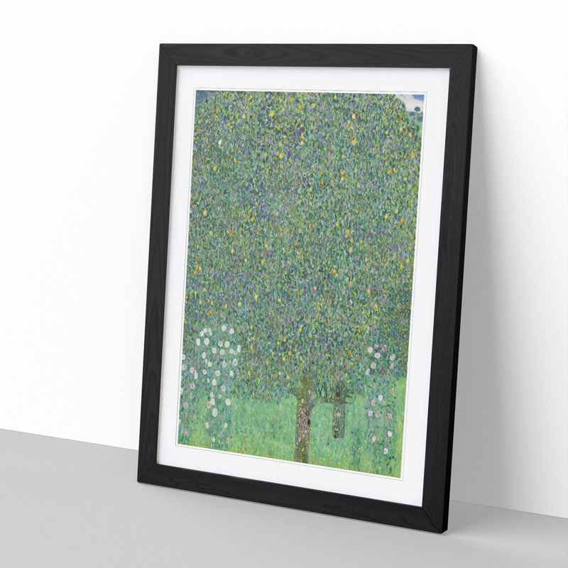Rosebushes Under the Trees by Gustav Klimt - Framed Print, 36cm H x 27cm W x 2cm D, Black Framed