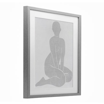 Veiled Nude Contour Framed Print Under Glass, design by Melissa Wang