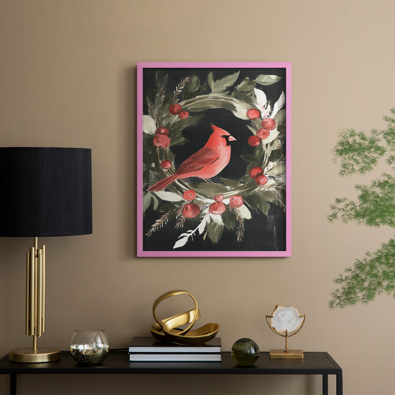 «Christmas Holiday Art», reproduction encadrée LIX, Rose, H 21 po x l 17 po