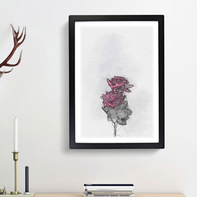 Two Pink Roses in Abstract - Picture Frame Graphic Art Print