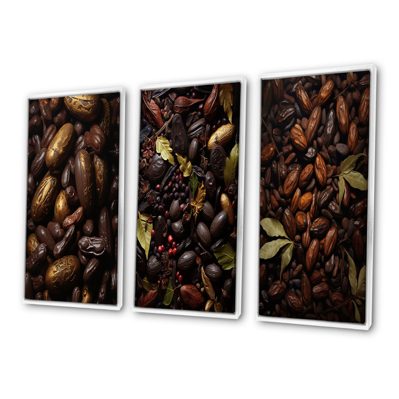 Cacao Baroque Bean, H 28 po x l 36 po, Cadre flottant blanc