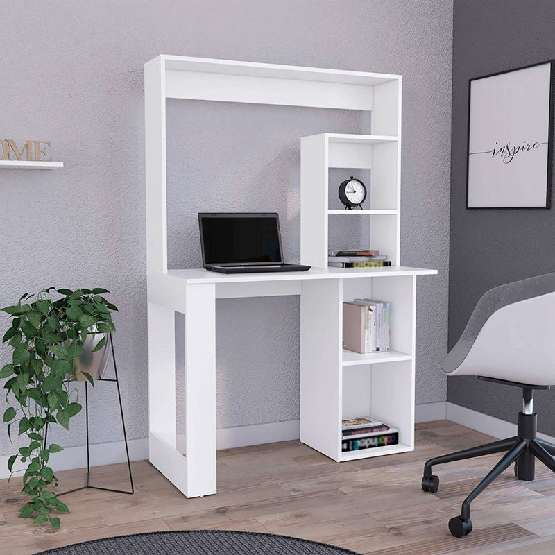 Bureau d'écriture avec tablettes et huche, Blanc