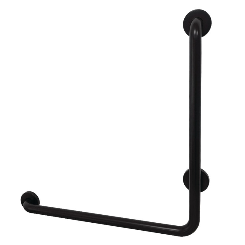 Kingston Brass Made To Match 24-Inch X 24-Inch L-Shaped Grab Bar, 1-1/4 Inch O.D, Left Hand, Matte Black